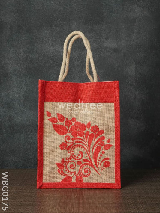 Jutebag - Multi Design Jute Bag with Rope Handles - 8X10X6 Inches - WBG0175
