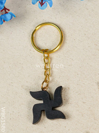 Karungali Swastik Keychain - 3 inch - WBG1580