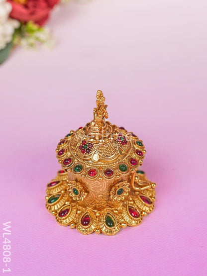 Krishna Kumkum Holder - 2 inch - Gold - WL4808-1