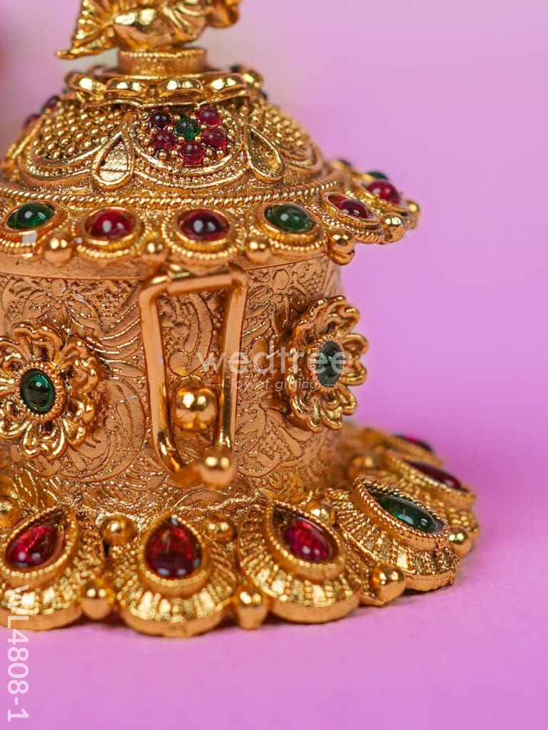 Krishna Kumkum Holder - 2 inch - Gold - WL4808-1