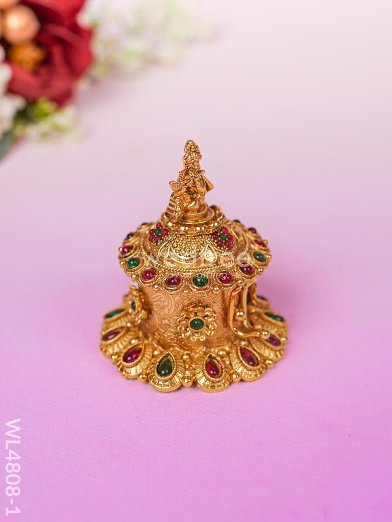 Krishna Kumkum Holder - 2 inch - Gold - WL4808-1