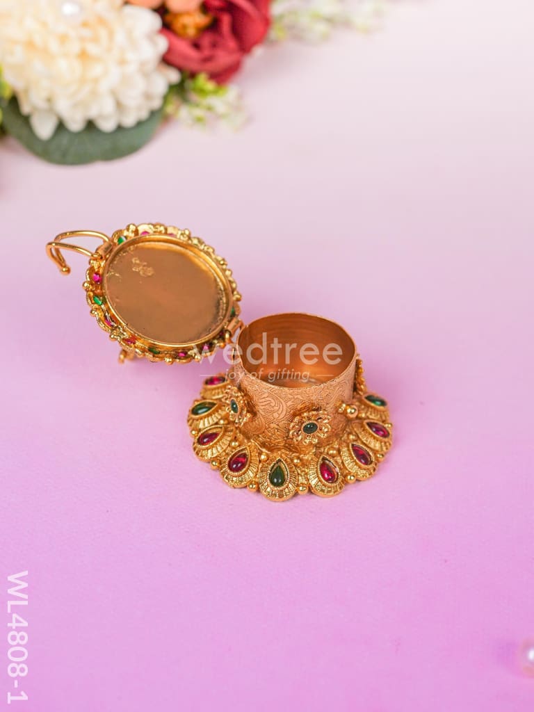 Krishna Kumkum Holder - 2 inch - Gold - WL4808-1