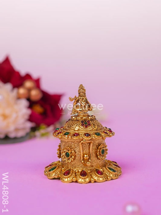 Krishna Kumkum Holder - 2 inch - Gold - WL4808-1