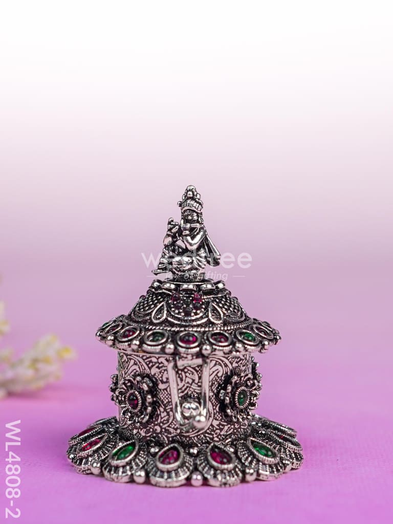 Krishna Kumkum Holder - 2 inch - Silver - WL4808-2