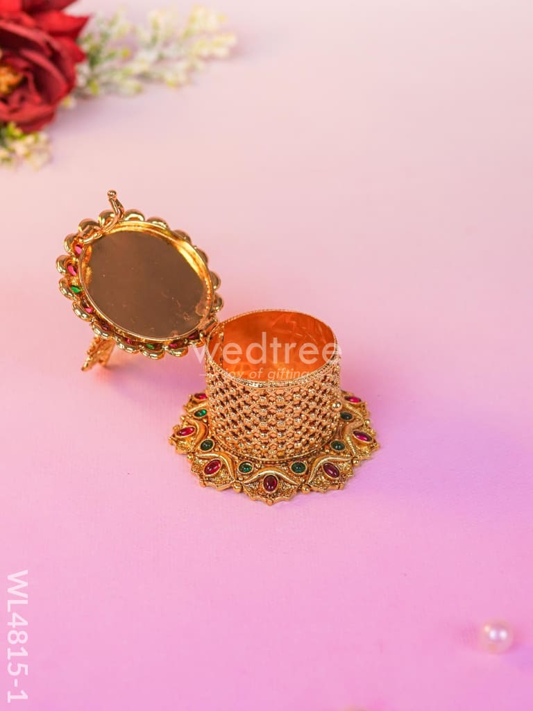 Krishna Kumkum Holder - 3 inch - Gold - WL4815-1