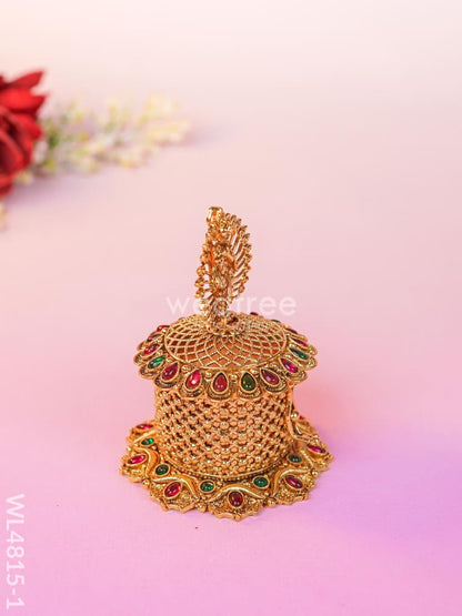 Krishna Kumkum Holder - 3 inch - Gold - WL4815-1