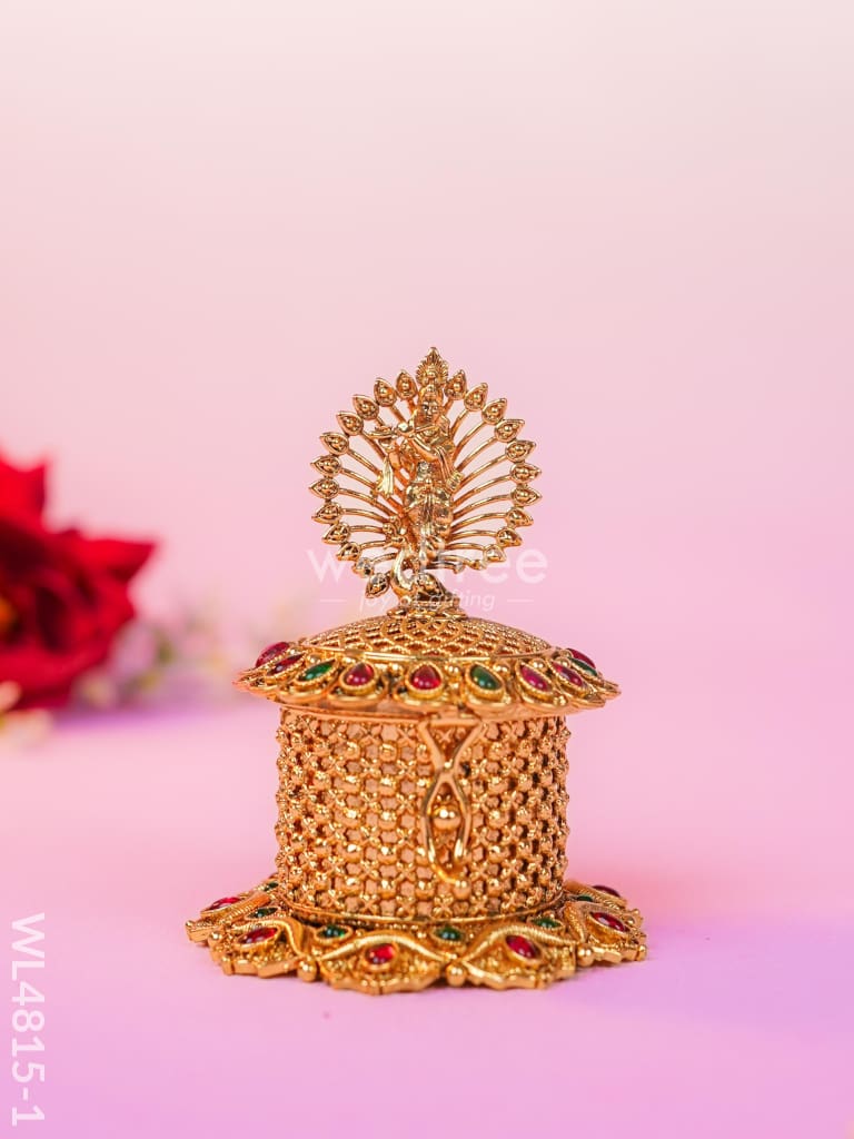 Krishna Kumkum Holder - 3 inch - Gold - WL4815-1