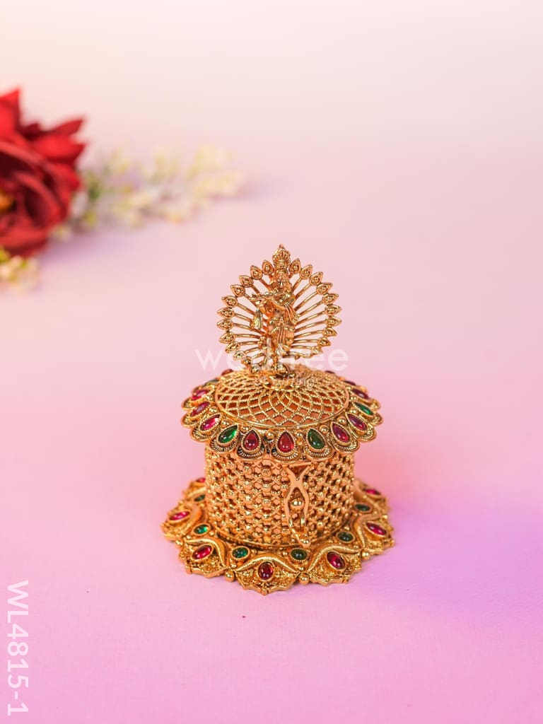 Krishna Kumkum Holder - 3 inch - Gold - WL4815-1