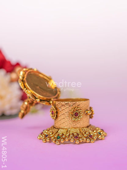 Lakshmi Kumkum Holder - 3 inch - Gold - WL4805-1