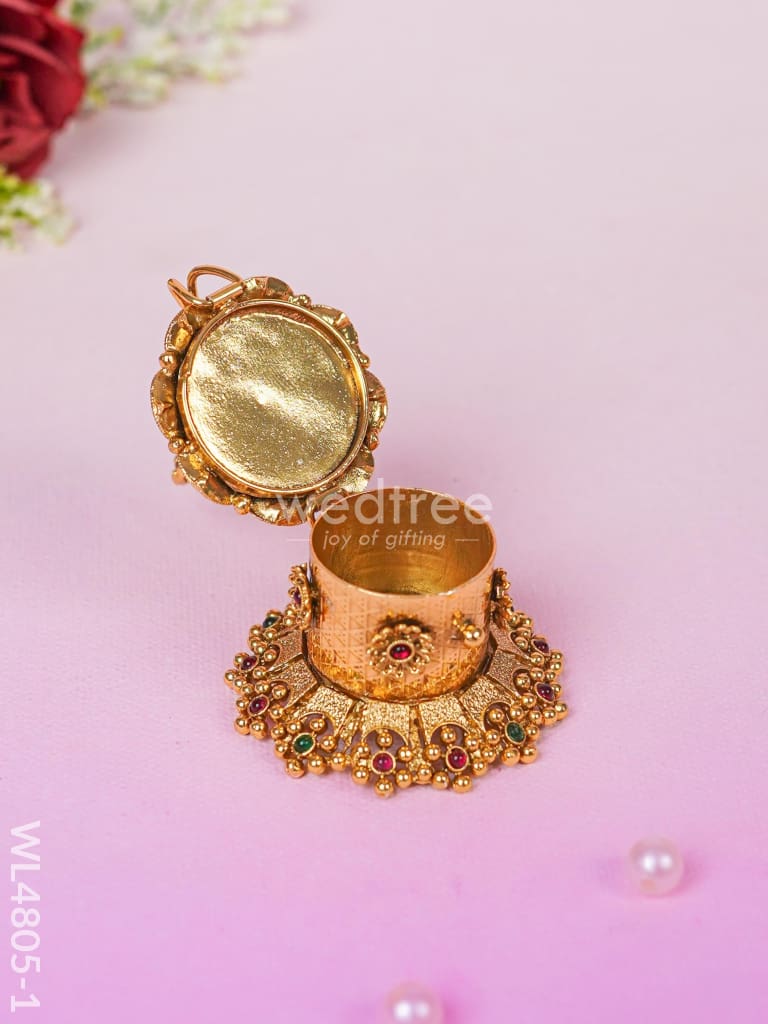 Lakshmi Kumkum Holder - 3 inch - Gold - WL4805-1
