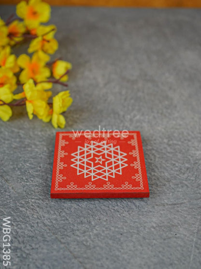 Laminated Manai - Aishwarya Kolam Design - 4 inch x 4 inch - WBG1385