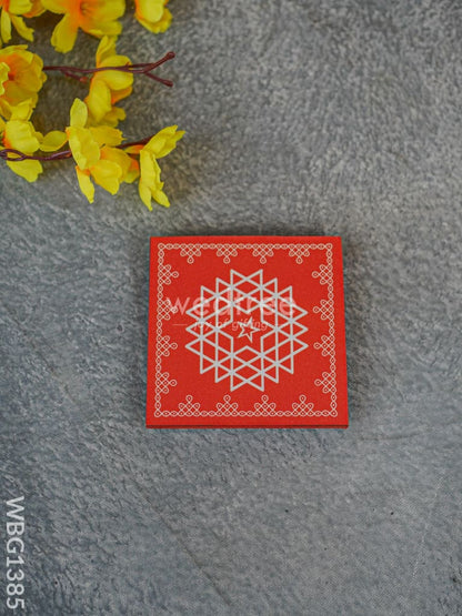 Laminated Manai - Aishwarya Kolam Design - 4 inch x 4 inch - WBG1385