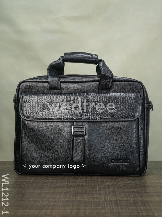 Laptop Bag in Leather with Gold Flap - WL1212
