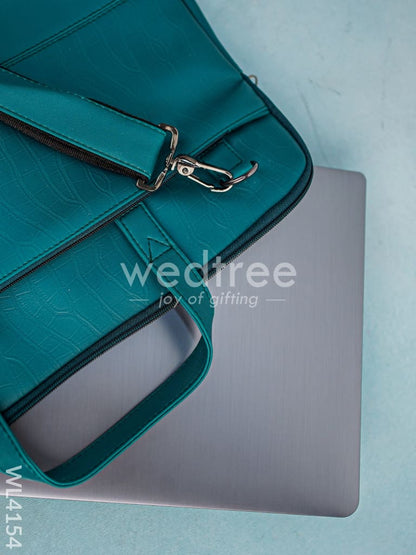 Leather Laptop Bag- Dark Green - WL4154