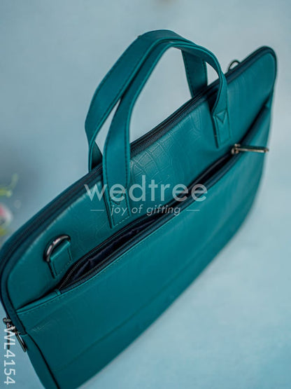 Leather Laptop Bag- Dark Green - WL4154
