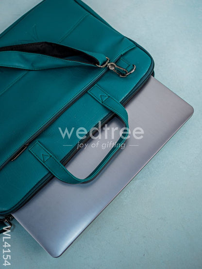 Leather Laptop Bag- Dark Green - WL4154