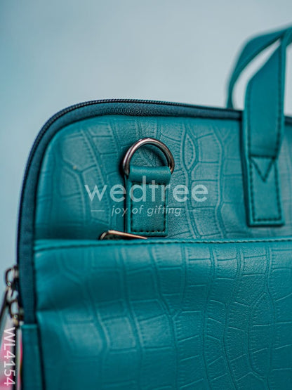 Leather Laptop Bag- Dark Green - WL4154