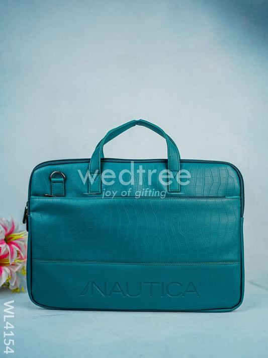 Leather Laptop Bag - Dark Green - WL4154