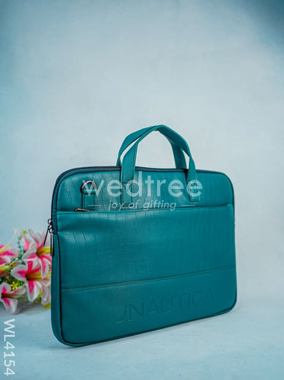 Leather Laptop Bag- Dark Green - WL4154