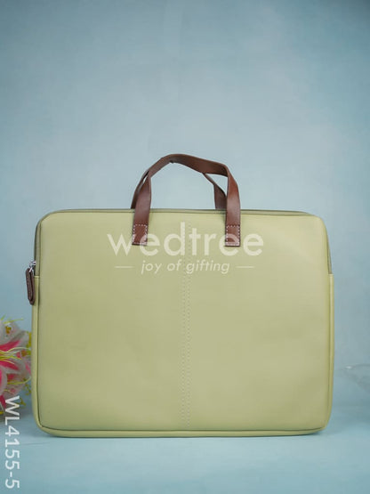 Leather Laptop Sleeve - Pista Green with Tan Handles - WL4155-5