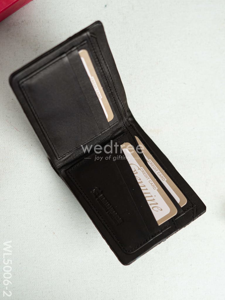 Leather Men's Wallet - Black - WL5006-2
