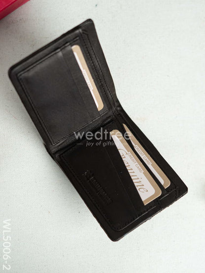 Leather Men's Wallet - Black - WL5006-2