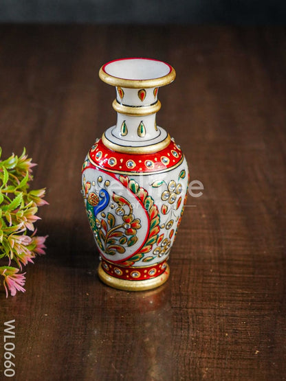 Marble flower vase 6 inch - WL0660