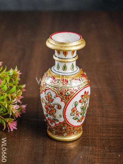 Marble flower vase 6 inch - WL0660