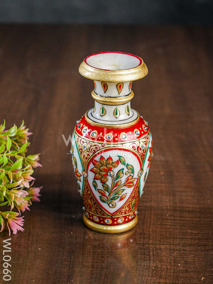 Marble flower vase 6 inch - WL0660