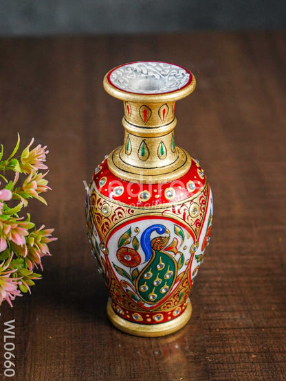 Marble flower vase 6 inch - WL0660