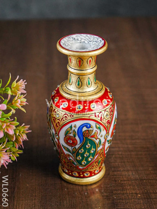 Marble flower vase 6 inch - WL0660
