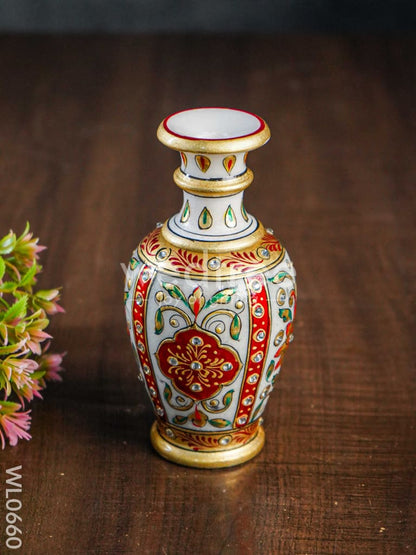 Marble flower vase 6 inch - WL0660