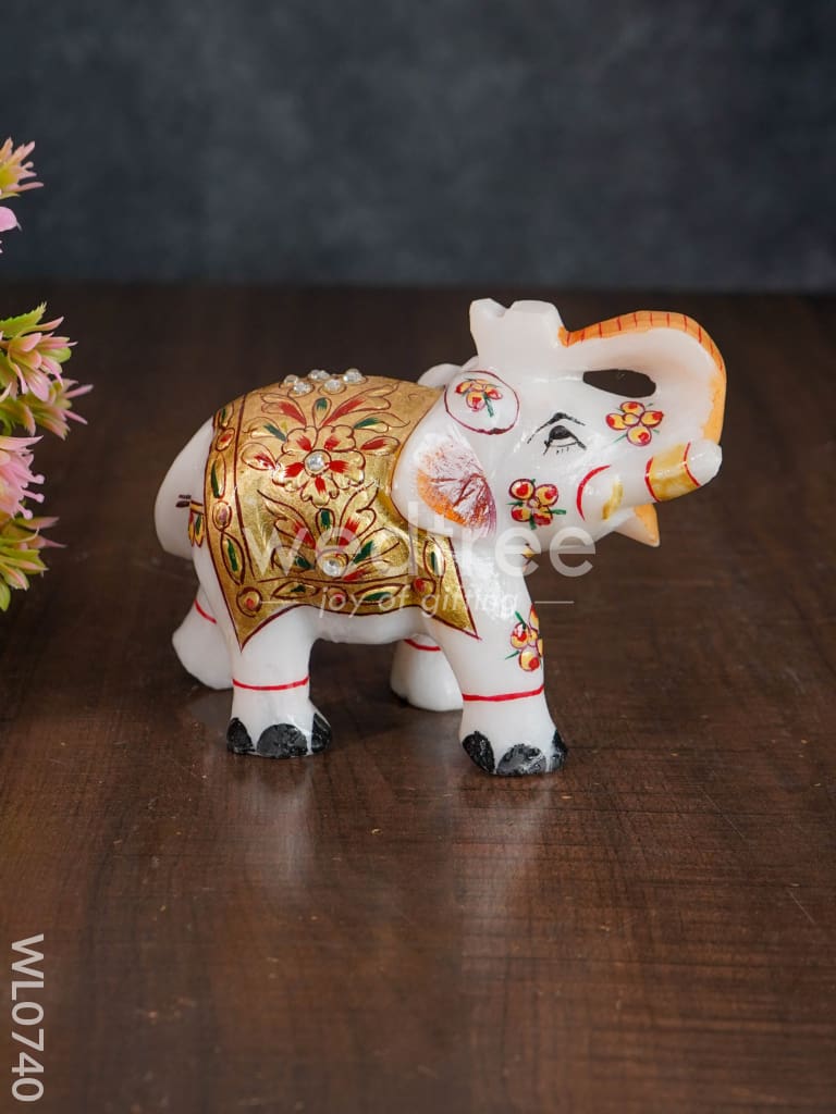 Marble hand painted elephant 6 inch - WL0740