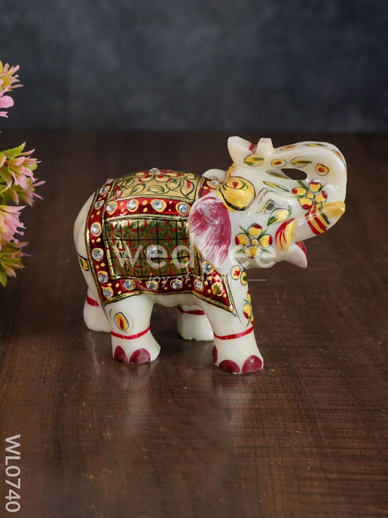 Marble hand painted elephant 6 inch - WL0740