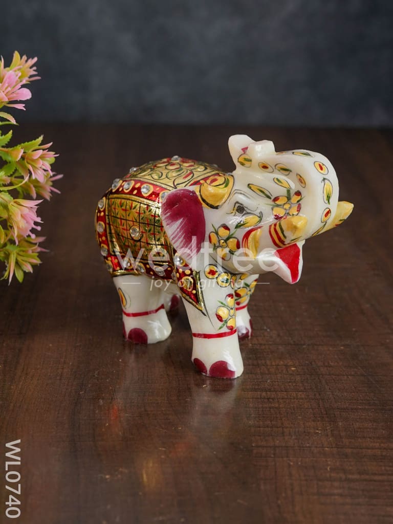 Marble hand painted elephant 6 inch - WL0740