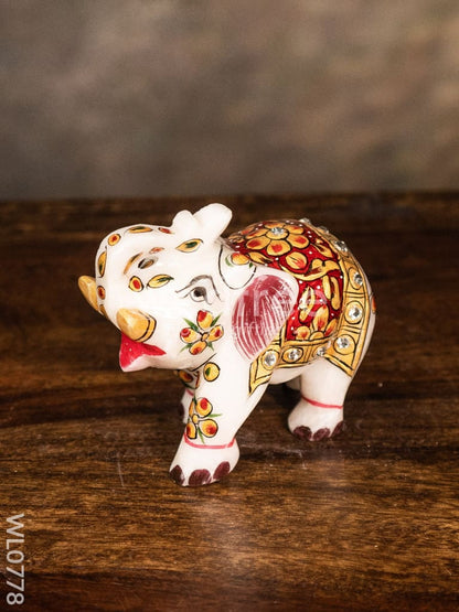 Marble hand painted elephant - WL0778