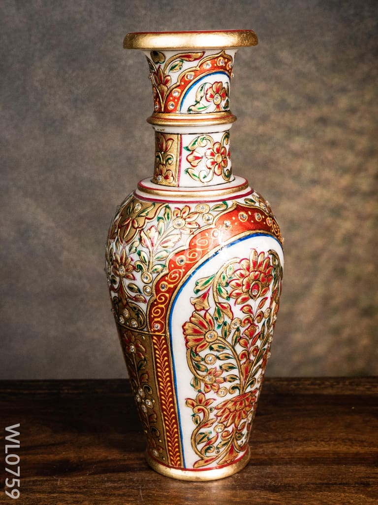 Marble hand painted flower vase 12 inch - WL0759