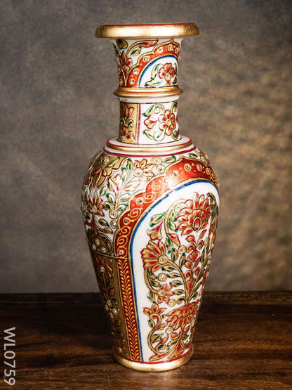 Marble hand painted flower vase 12 inch - WL0759