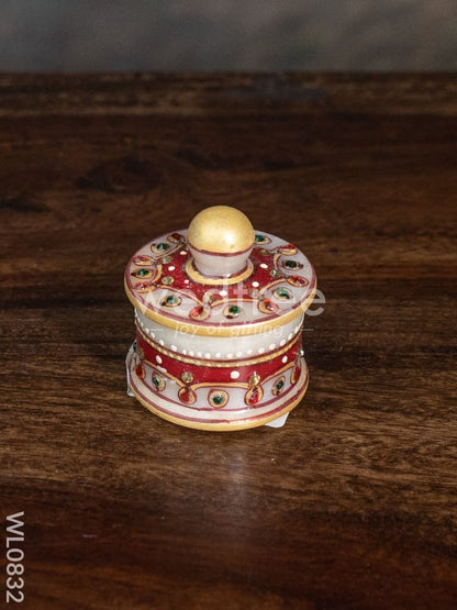 Marble hand painted kum kum box - WL0832