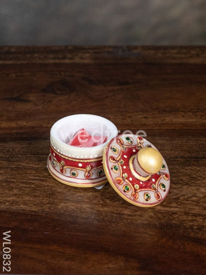 Marble hand painted kum kum box - WL0832
