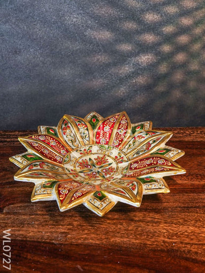Marble hand painted lotus bowl - WL0727