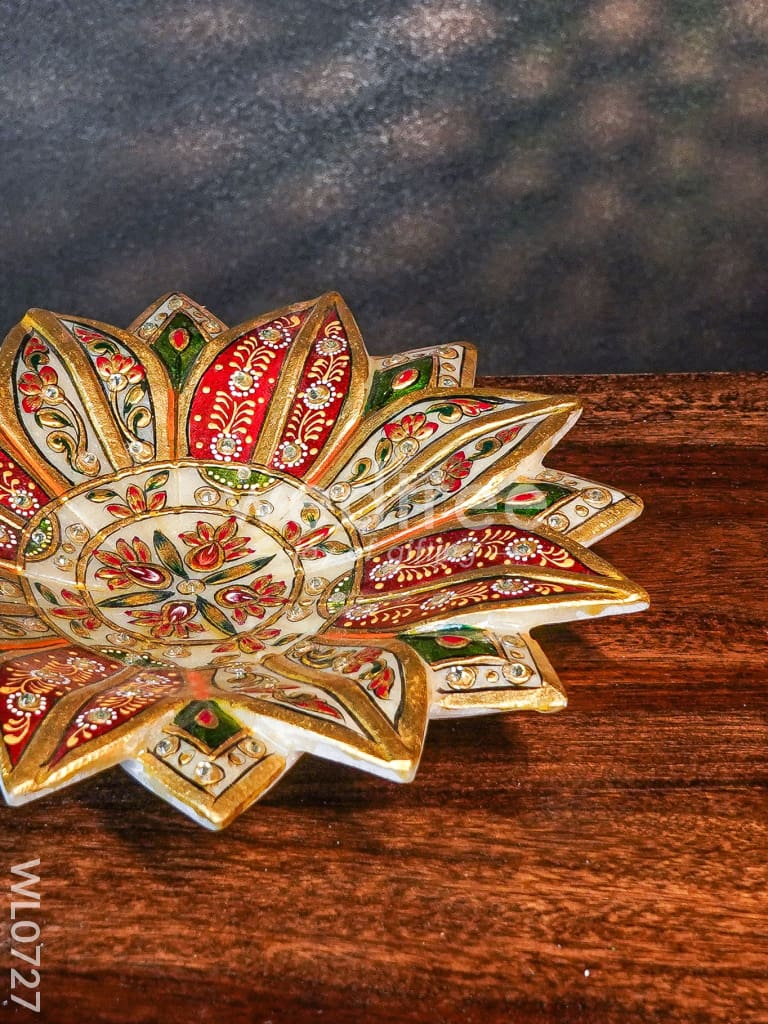 Marble hand painted lotus bowl - WL0727