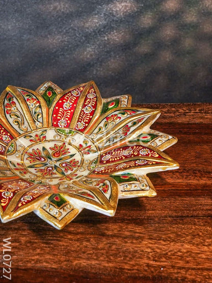 Marble hand painted lotus bowl - WL0727
