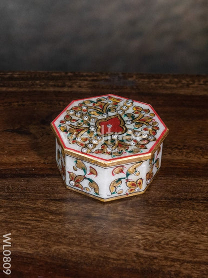 Marble hand painted octagen box - WL0809