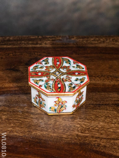Marble hand painted octagen box - WL0810