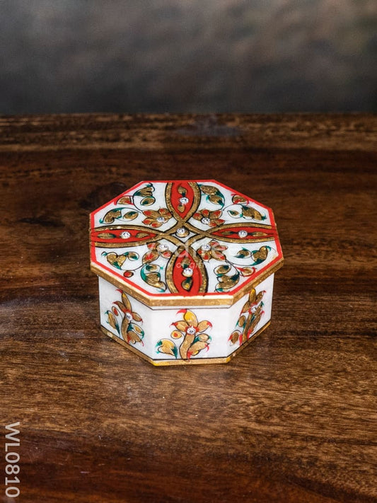 Marble hand painted octagen box - WL0810