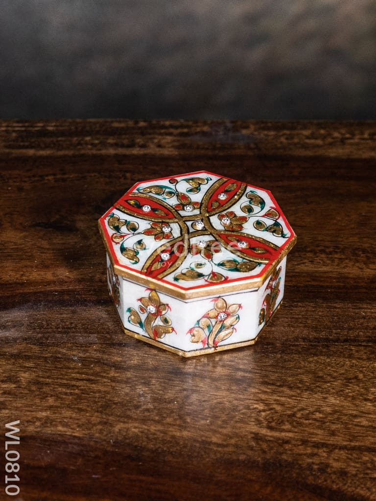 Marble hand painted octagen box - WL0810