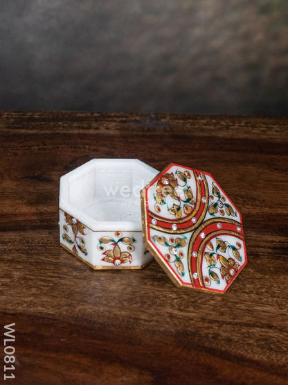 Marble hand painted octagen box - WL0811