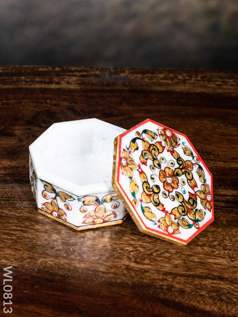 Marble hand painted octagen box - WL0813