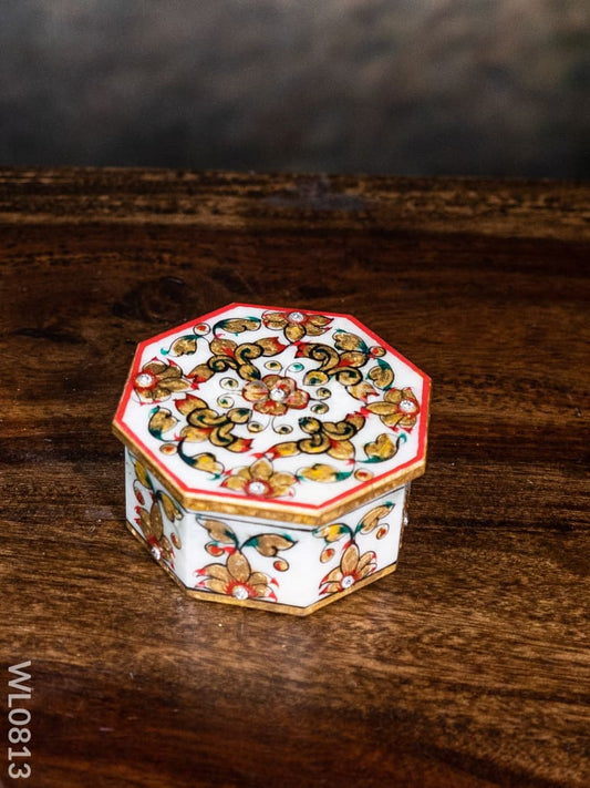Marble hand painted octagen box - WL0813